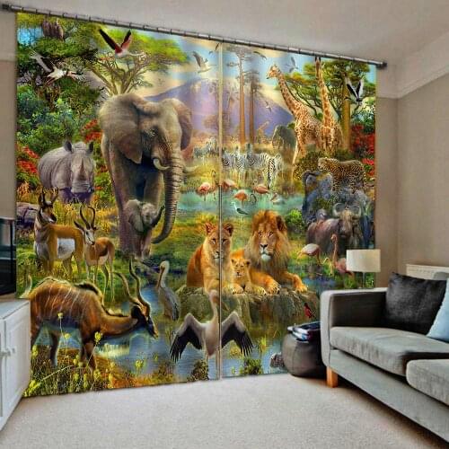 Animal curtains kids curtain 3D Curtain Luxury Blackout Window Curtain Living Room blackout curtains