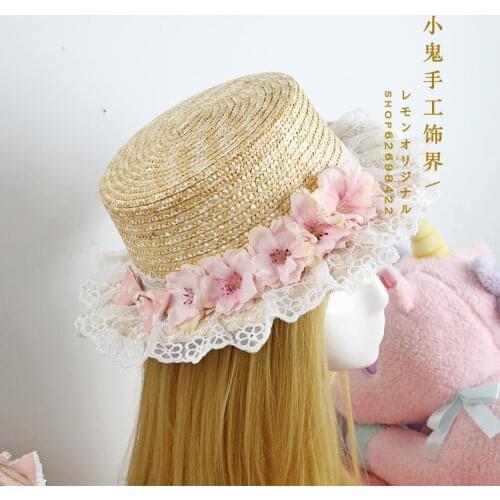 Lolita soft sister straw hat sweet straw hat travel parent-child models outfit grass hat garden princess wind small hat