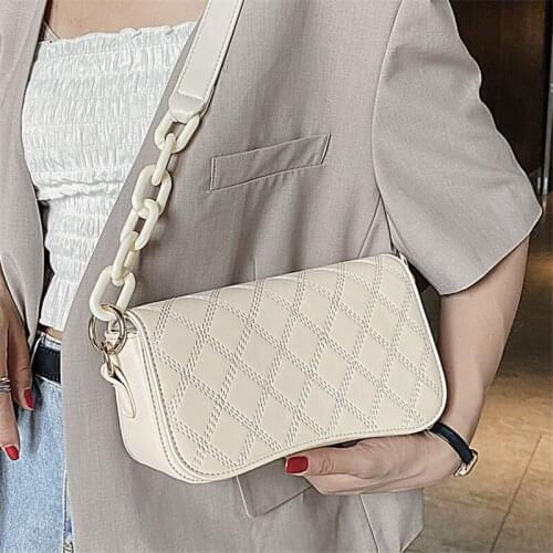 Pu Leather Bags For Women 2020 Sac A Main Acrylic Chains Shoulder Messenger Bag Female Ladies Bags Luxury Handbags Designer