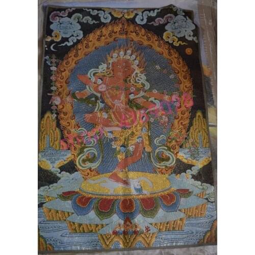 Tibetan Buddhist Silk Embroidered Brocade, Nepal Thangka Tibetan Buddha Bodhisattva, collectibles, wall hanging ornaments,3321