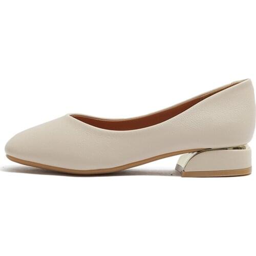 Fashion Elegant Pumps For Women High Quality Soft Comfortable PU Leather Low Heeled Ladies Heels Female Wedding Party Work Shoes