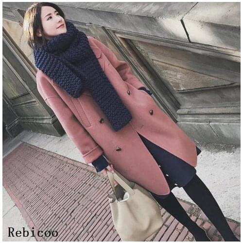 Womens Classic Wool Cashmere Blend Loose Casual Overcoat Long Coat Jackets Warm Outwear