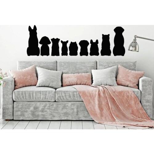 Pets Silhouette Wall Decal Dog Animals Children Room Kids Nursery Bedroom Pet Store Interior Decor Vinyl Window Stickers M221
