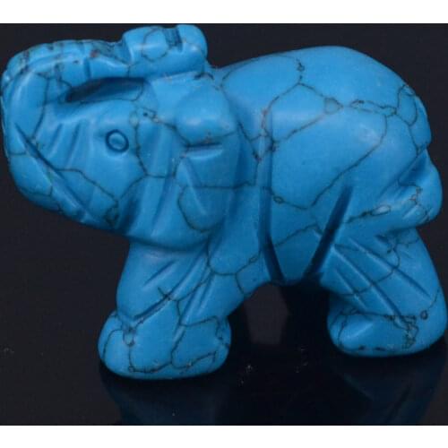 1.5" Blue Turquoise Elephant Carved Figurine Stone Chakra Healing Reiki Stone Feng Shui Crafts