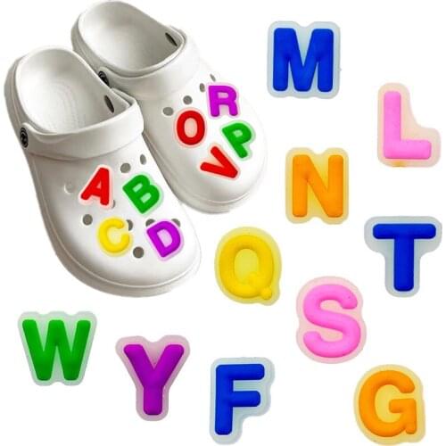 10Pcs Shoe Charms Diy Glowing Alphabet 26 English Letters Combination Shoe Accessories for Croc Shoe jibz Kids Party X-mas gift