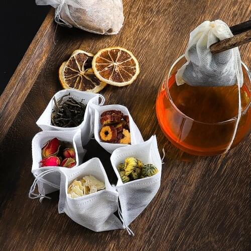 100Pcs Disposable Tea Bags Filter Bags For Tea Infuser With String Heal Seal Food Grade Non-woven Fabric Spice Filters Teabags