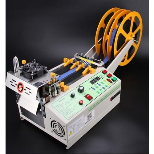 140T computer hot and cold Cloth belt cutting machine, magic adhesive tape zipper webbing machine elastic belt automatic cutting