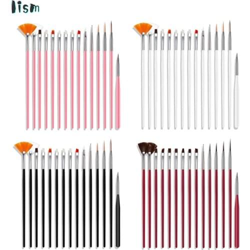 15Pcs UV Gel Acrylic Nail Art Brush Tool Set Nail Liner Brush For Drawing Pen Point Design Painting Pen Manicure Tool