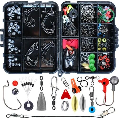 191Pcs/Set Fishing Luya Hook Accessory Set Fishing Lure Hook Jigs Accessory Tackle Kit Tools Box Practical Fishing Tackle Set