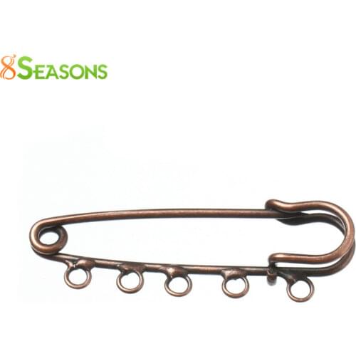 8SEASONS Safety Pins Brooches Antique Copper 5 Holes 5cm x 1.6cm, 20PCs (B33861)