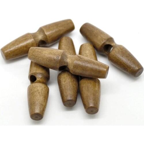 20 PCs Wood Sewing Toggle Buttons For Crafts Scrapbooking Single Hole Bicone Coffee Buttons For DIY Apparel 50mm(2") x 13mm