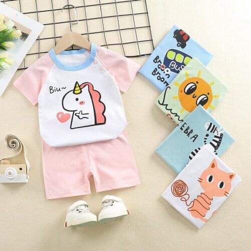 2021 Summer Children Pajamas Unicorn Cartoon Sleepwear Girls Clothes Set Pyjamas Kids Pijamas Toddler Baby Nightwear 6M 12M 18M