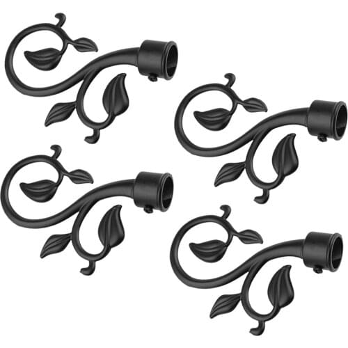 4Pcs Curtain Decorative Pole/Rod Finials Ends Heads Caps Rod Kits Black