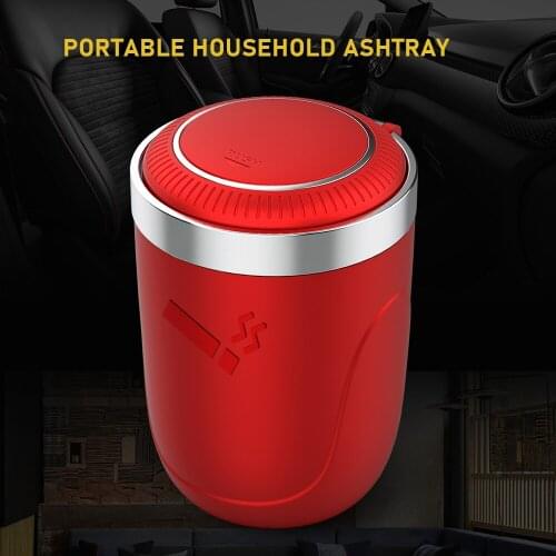 Car Ashtray LED Light Alloy Ash Tray Aluminum Cup Portable Smokeless Auto Ashtray Flame Retardant Cigarette Holder Box