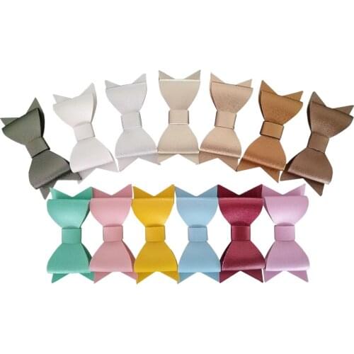 2.8inch Faux Leather Bows Without Clips Baby Boutique Hair bows Girls Leather bow For Clips Headbands 40pcs/lot free shipping