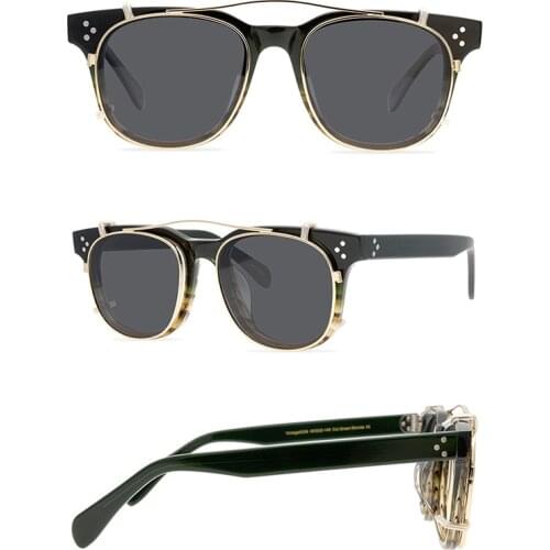 Belight Optical Women Men Classical American Style UV400 Vintage Retro Acetate Clip on Sunglasses with Case Oculos OV5236