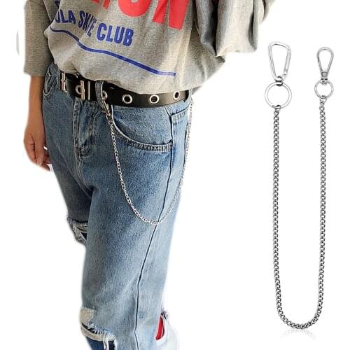 Stainless Steel long 45cm Punk Hip-hop Trendy Belt Waist Chain Male Pants Chain Men Jeans Punk gift Metal Trousers Keychain