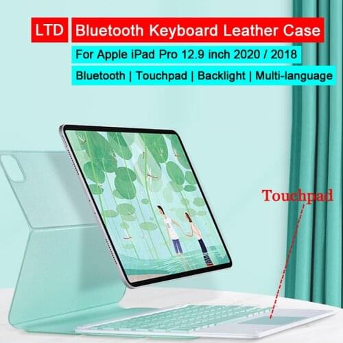 Bluetooth Keyboard Leather Case For iPad Pro 12.9 2020 2018 Trackpad Magnetic Backlight Russian Hebrew Arabic Spanish keyboard