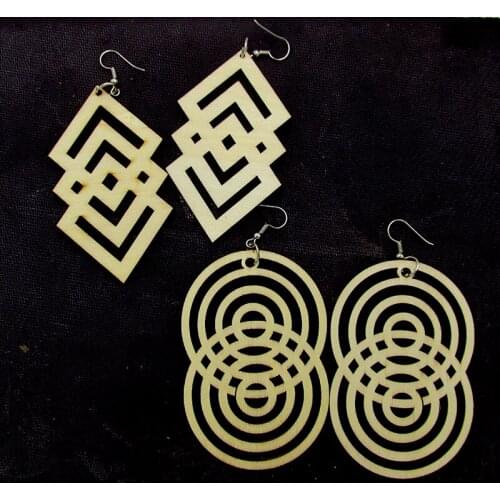 Laser cut Circle Shape Wood Earrings