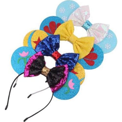Disney 1pcs cute baby cartoon head buckle Frozen Star children Mickey headband party holiday dress up accessories
