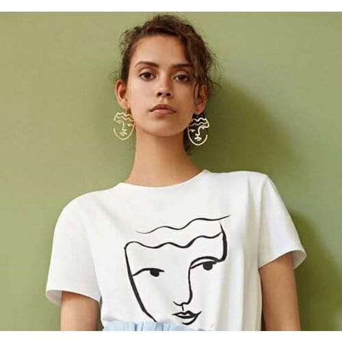 Exclusive Jewelry Two-sided Hollow Face Dangle Earrings Girls Chic Charms Earrings Bijoux