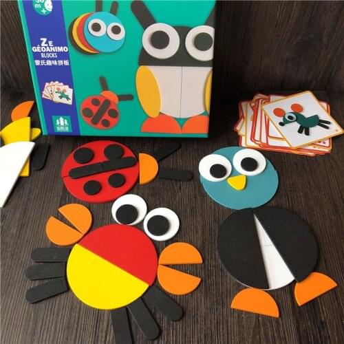 Creative Animal Wooden Puzzle Jigsaw Board Set Colorful Baby Educational Toys For Children Kid Early Learning Developing Toys