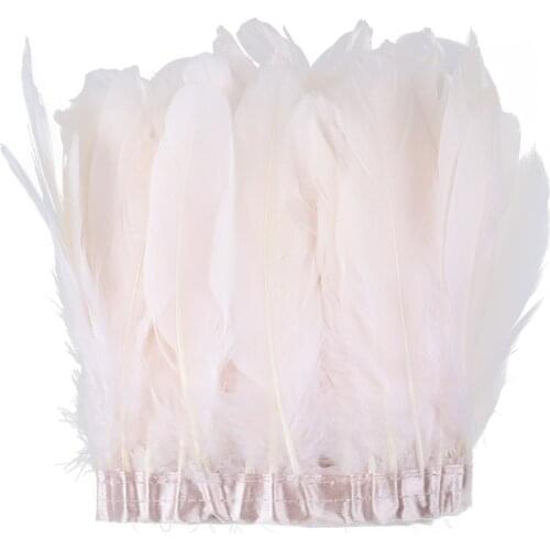 Multi Color Goose Feather Trims Dyed Geese Feather Ribbon 15-20cm Feather Fringe For Craft Dresses Skirt Decoration 25 Color