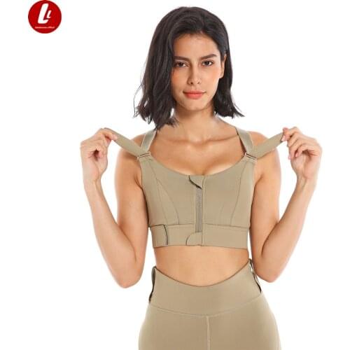 LULUBANANA HOOK Front Zipper High Support Running Workout Bras Women Adjustable Strap Shockproof Gym Fitness Athletic Brassiere