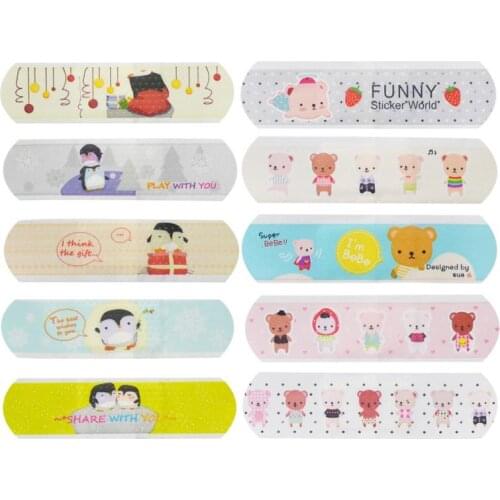 100Pcs BandagesFor Kids Baby Children Waterproof Therapy Self Adhesive Bandage Finger Joints Wrap First Aid Kit Elastic Bandage