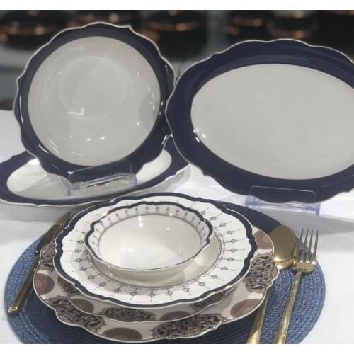 Premium Porcelain Luxury Dinnerware 24 piece Set for 6 Person - Dining Set 6 Platter - 6 Cake plate - 6 A dinner plate 6 Bowl