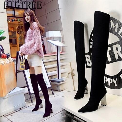 Thigh High Boots High Heel Boots Long Boots Women Fashion Black Winter Shoes Women Cuissardes Sexy Talons Hauts Sexy Hautes 2020