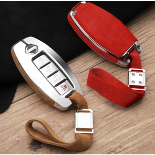 Alloy leather Car Remote Key Cover Case For Nissan Qashqai J10 J11 note micra X-Trail t31 t32 kicks Tiida Pathfinder