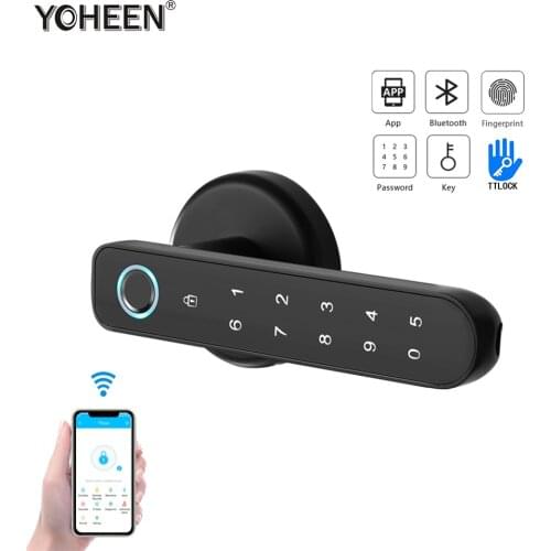 YOHEEN TTlock BLE WiFi App Smart Door Lock Electronic Digital Door Handle Biometric Fingerprint Door lock