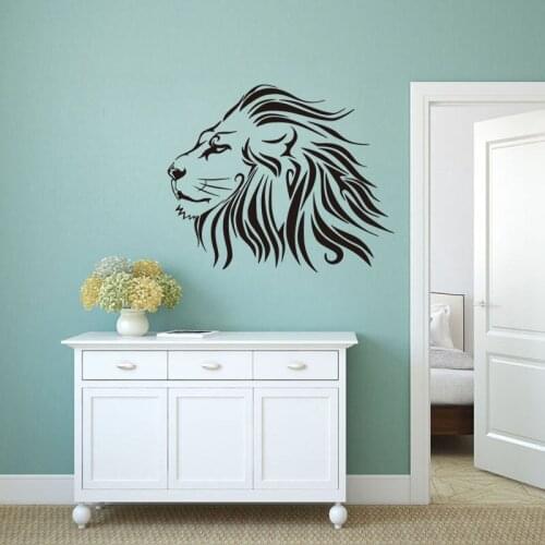 Leo Head Vinyl Decal Animal Home Decor Living Room Lion Animal Art Wall Sticker Home Decor Vinyl Mural W-102