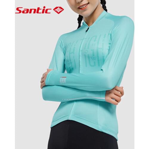 Santic Women Cycling Jersey Long Sleeve Full Zipper Breathable MTB Bicycle Shirt Reflective Mountain Bike Clothing Asian Size