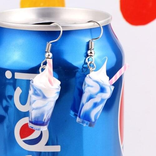 TODOX women drup earrings New stylish healthy cup of fruit Milk tea resin ice cream colorful cute girl earrings gifts party