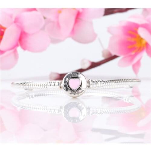 Bewill Authentic S925 Silver Grateful Heart Snake Bone Chain Basic Chain Original Bangle & Bracelet for Women Gift