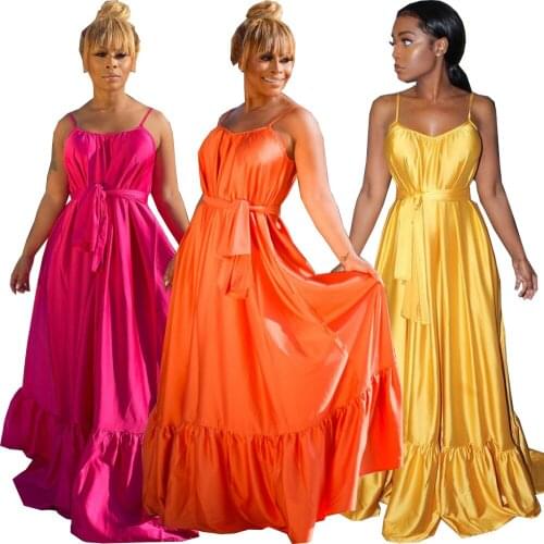 Long Style African Dresses for Women Summer Bright Solid Tank Top African Dress Dashiki Maxi Dress Africa Robe Africaine Femme