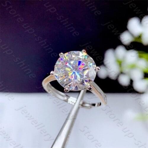 Luxury Atmosphere Moissan Diamond Ring 925 Silver Womens Ring 5 Carat Engagement & Wedding Gift