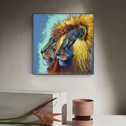 Animal Art Painted Lion Animal Oil Painting On Canvas Painting Pop Art Modern Abstract Wall Art Picture For Kitchen Decor
