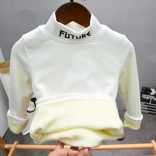Winter Baby Boys Girls Padded Pullovers Clothing Toddler Boy Sweatshirts Kids Thick Velvet Warm T-shirt 2-6Years