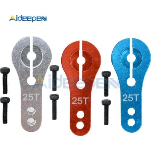 1Pcs 25T Aluminium RC Servo Arm Horn Rocker For MG995 MG946R MG996R MG945 S3003 RC Model Motor Red/Blue/Silver