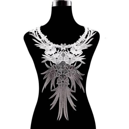 1PCS Elegant White Black Cotton 3D Embroidered Guipure Lace Fabric Wedding Skirts Lace Corsage DIY Sewing Material Scrapbooking