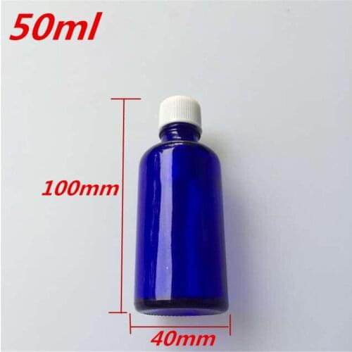 10 pcs 40x100 mm Dark Blue 50ml Glass Skin Care Cream Bottles with White Plastic Common Cap&Plugs Jars Essential Oil Bottles