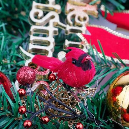 10PCS Christmas Cardinal Birds Artificial Red Bird Christmas Tree Pendant Lifelike Decorative For Festival Party 2021