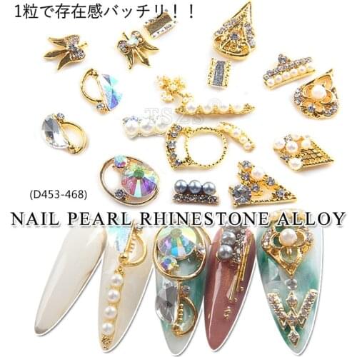 10pcs/lot 3d Crystals Rhinestones Pearl Triangle half round Long Strip Oval Alloy Nail Art Decoration