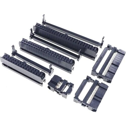 100 Pcs IDC Socket 2.54 MM Pitch 6 8 10 12 14 16 18 20 24 26 30 34 40 44 50 60 64 Pin Female 1.27MM Ribbon Cable Connector Crimp