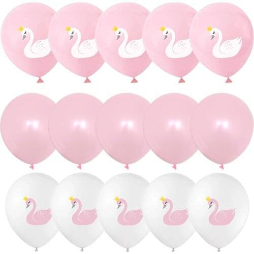15pcs White Pink Black Swan Printed Latex Balloons Birthday Party Valentines Day Wedding Decorations Girl Theme Party Supplies