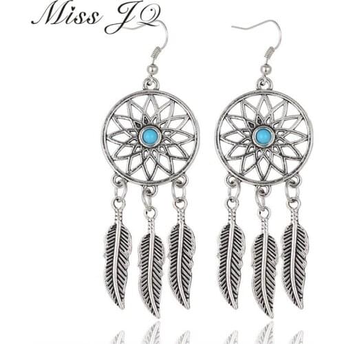 2019 Summer Style Vintage Fashion Ancient Silver Alloy Leaves Beads Tassel Dangle Earrings From India Pendientes H