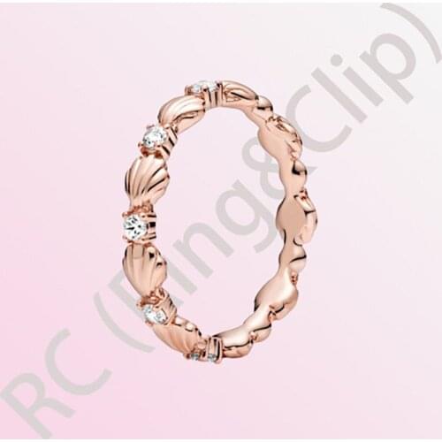2020 New Arrival 925 Sterling Silver Flower Petals Band Ring Sparkling Rose gold Rings for Women Engagement Jewelry Anniversary
